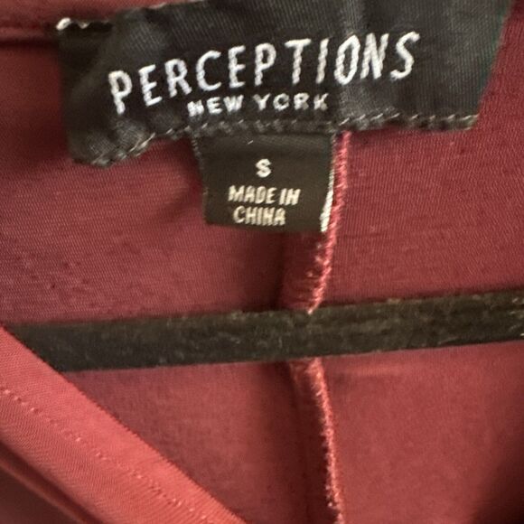 Perceptions Women’s Dress Faux Wrap Maroon Red Knit 3/4 Sleeve S - Picture 3 of 6